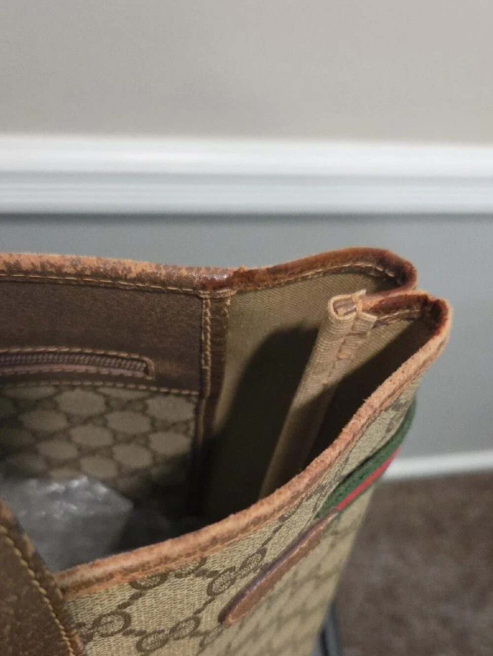 Gucci Beige GG Canvas Tote with Brown Leather and Sherryline- PROJECT